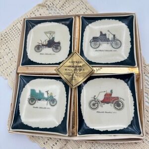 Oliver K Whiting London Vintage Antique Car Ashtray Coaster Wall Plaque Set of 4